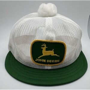 John Deere Vtg Louisville Mfg Pom Womens Trucker Hat Mesh SnapBack Short Bill